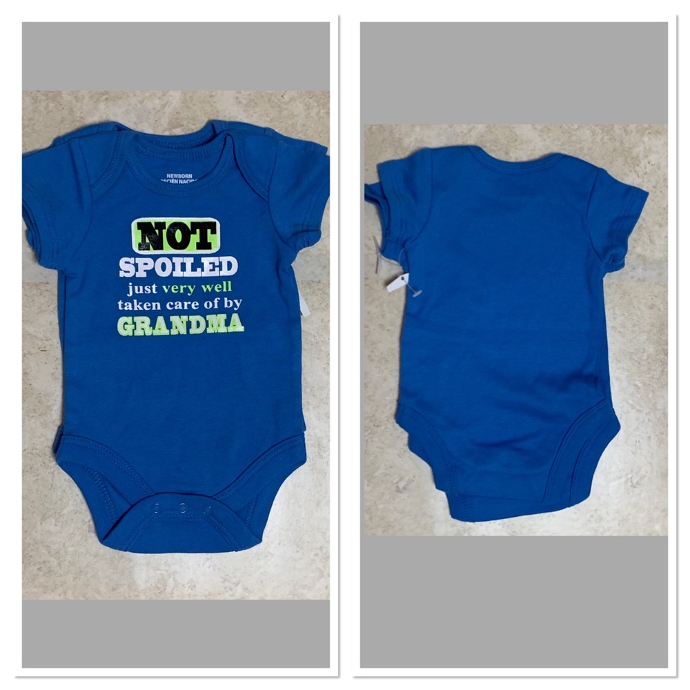3/$12 Newborn Graphic onesie blue & green NWT